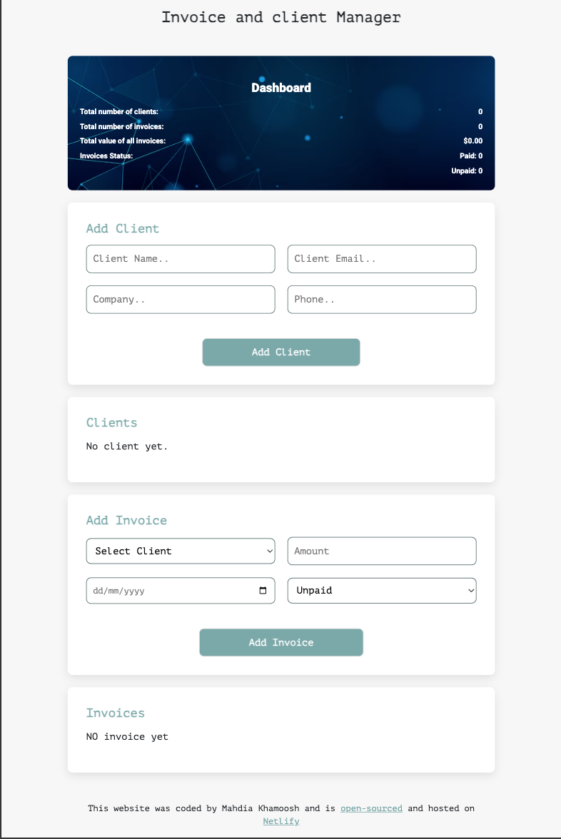 invoice and client manager app